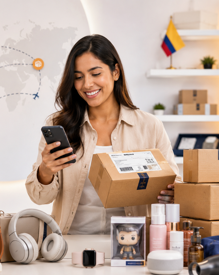 Persona comprando productos en una tienda virtual internacional